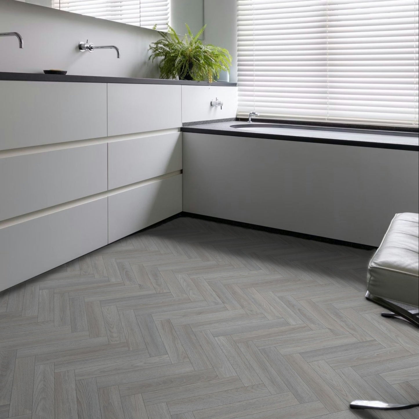 Dorset 974L Grey Oak Wood Herringbone Effect Rimini Vinyl Flooring