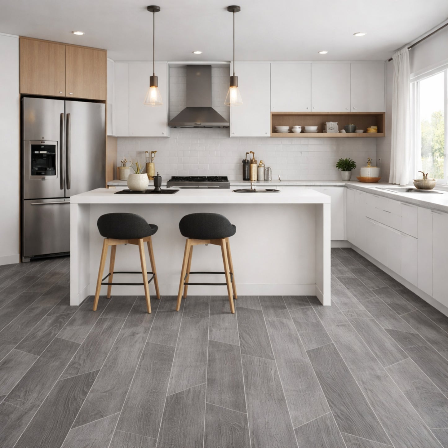 Hungarian Oak 999D Grey Oak Wood Staggered Effect Rimini Vinyl Flooring