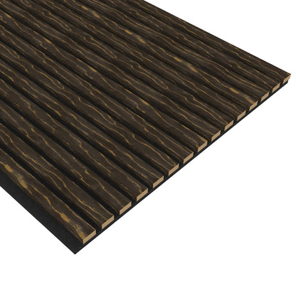 Grey with Gold Line Acoustic Wood Wall Panel Thin Slat Series 1 - 240x60cm