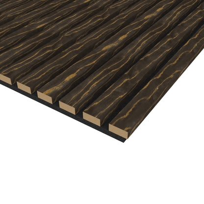 Grey with Gold Line Acoustic Wood Wall Panel Thin Slat Series 1 - 240x60cm