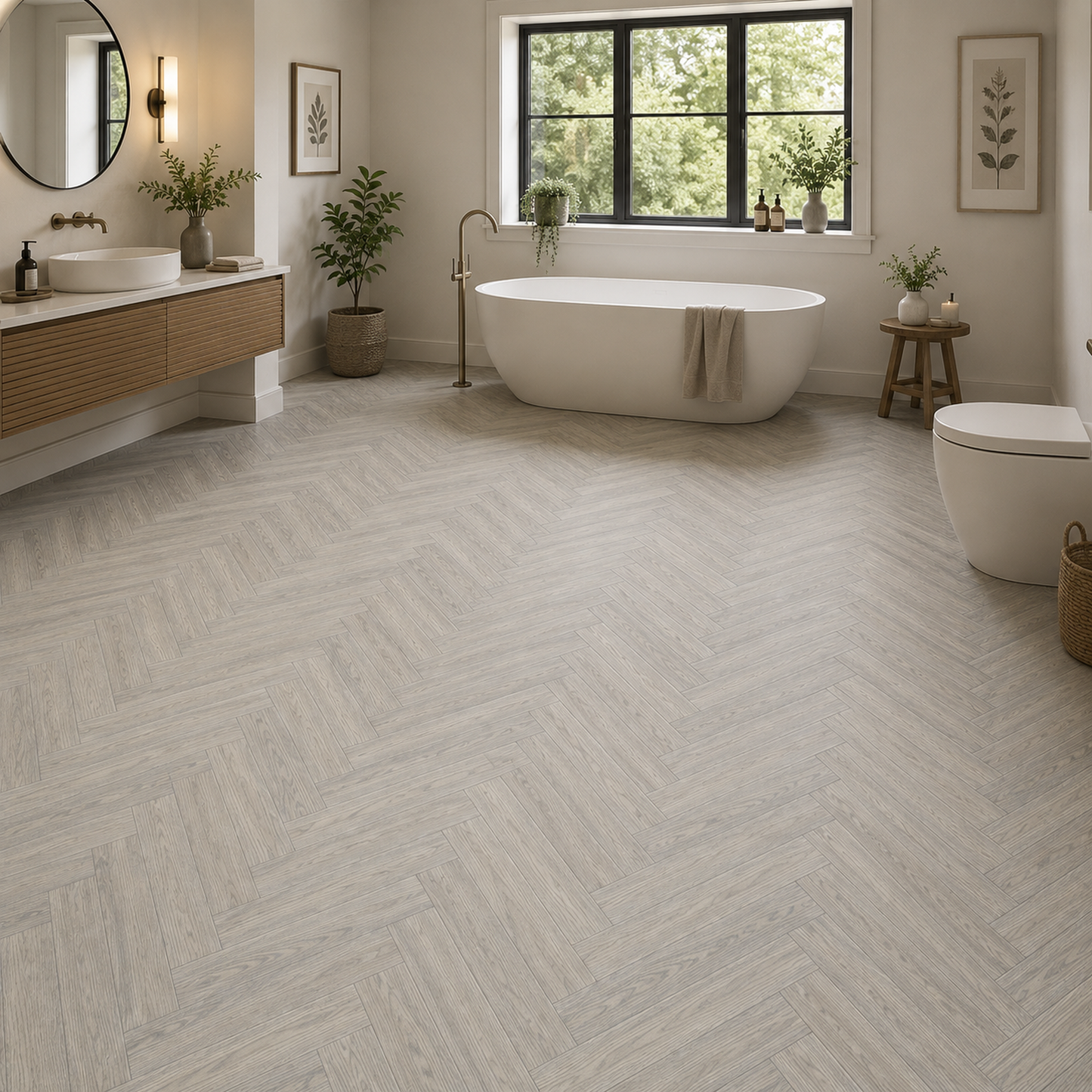 Westbury 916L Light Grey Oak Wood Herringbone Effect My Style Vinyl Flooring