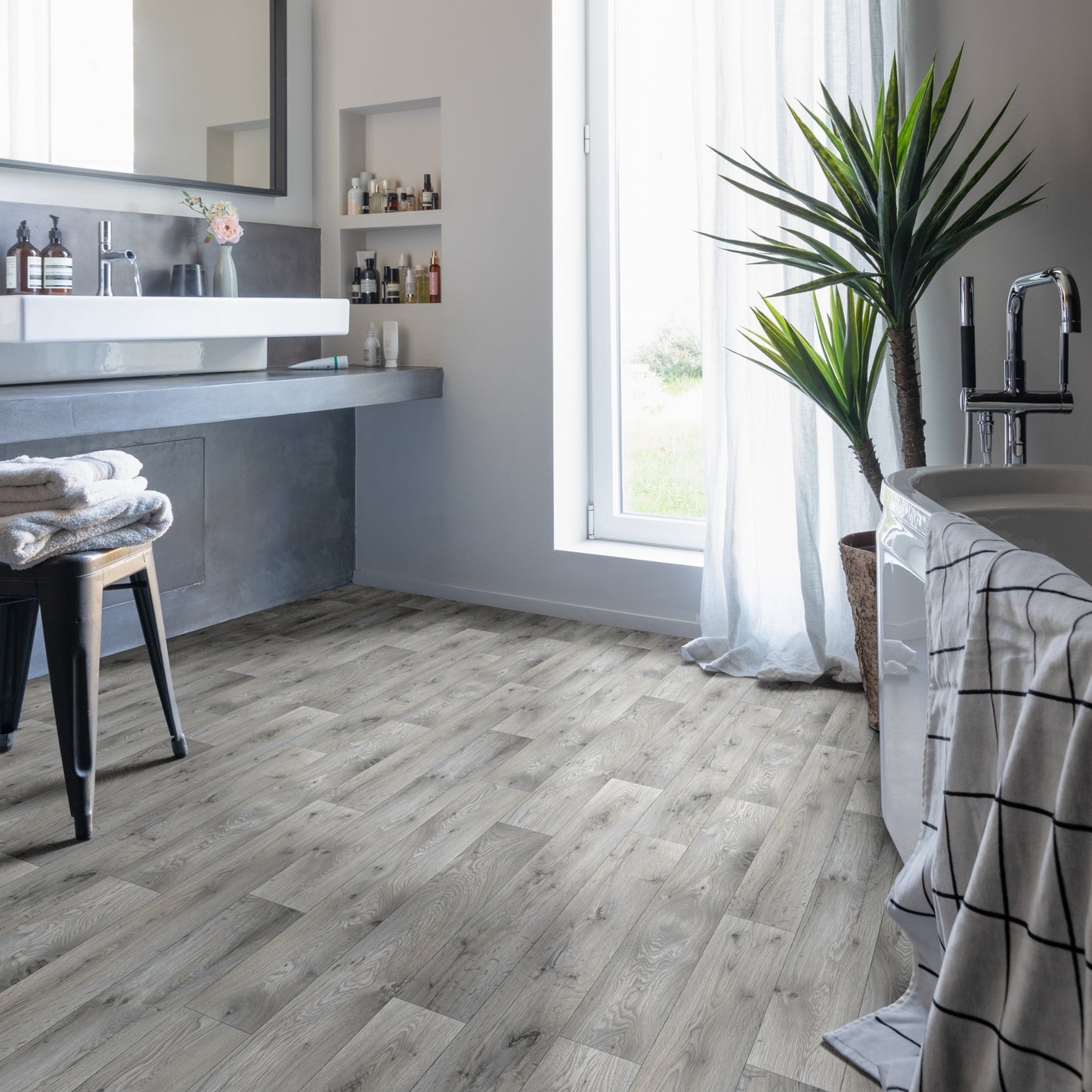 Cameo 969M Mid Grey Wood Plank Effect Rimini Vinyl Flooring Sample