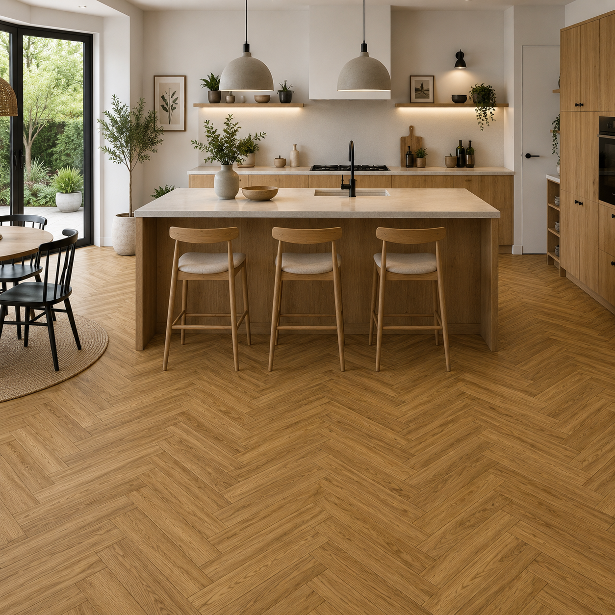 Dorset 692D Golden Oak Wood Herringbone Effect Solent Vinyl Flooring
