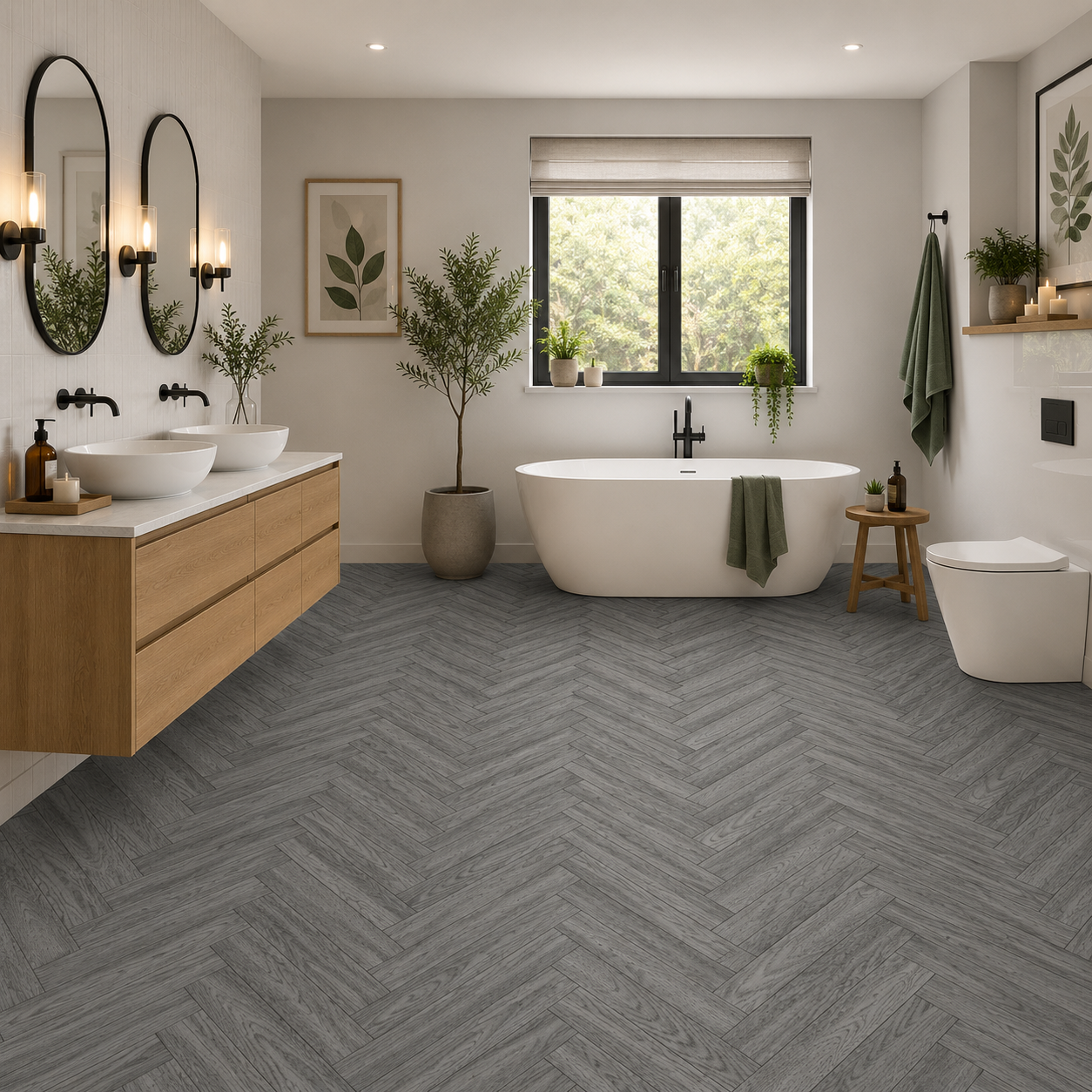 Dorset 990D Grey Wood Herringbone Effect Solent Vinyl Flooring Sample