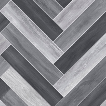 Venice Tile 990D Grey Wood Herringbone Effect Slip Resistant Turbo Vinyl Flooring