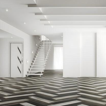 Venice Tile 990D Grey Wood Herringbone Effect Slip Resistant Turbo Vinyl Flooring